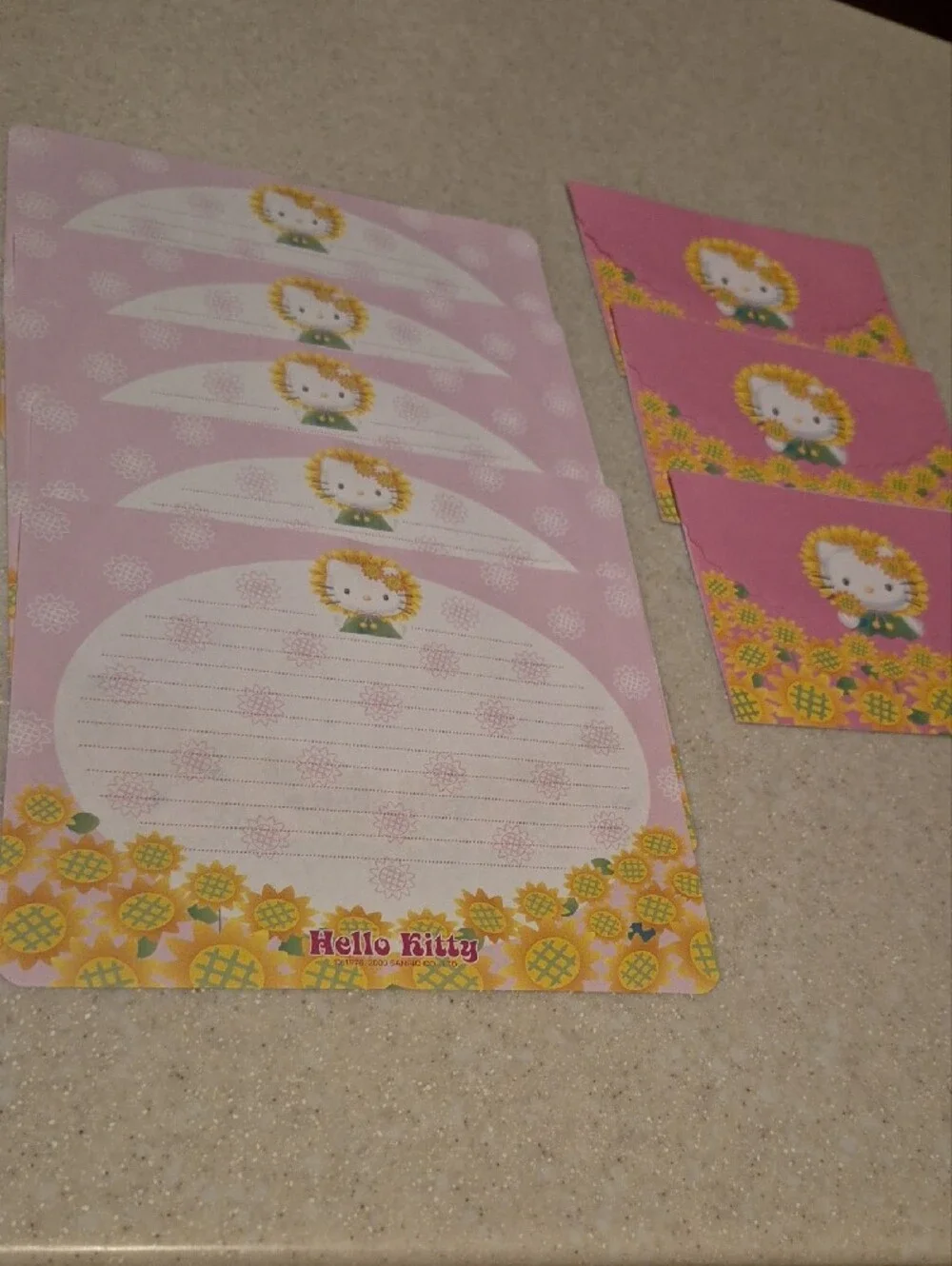 Hello Kitty Pink & Yellow Sunflower Letter Set Y2K 2000